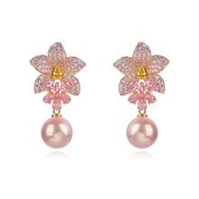 Show details for Featured Pink Flowers & Plants Dangle Earrings with Low Cost