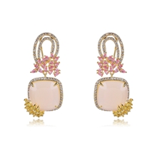 Show details for Charming Yellow Gold Plated Dangle Earrings with Easy Return
