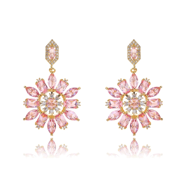 Picture of Brand New Pink Gold Plated Dangle Earrings with SGS/ISO Certification
