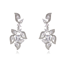 Show details for Luxury Platinum Plated Dangle Earrings of Original Design