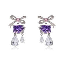 Show details for Distinctive Purple Copper or Brass Dangle Earrings with Low MOQ