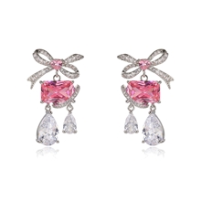 Show details for Nice Cubic Zirconia Pink Dangle Earrings