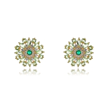 Show details for Low Cost Gold Plated Green Huggie Earrings with Low Cost