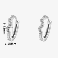 Picture of Buy 999 Sterling Silver Platinum Plated Small Hoop Earrings with Wow Elements