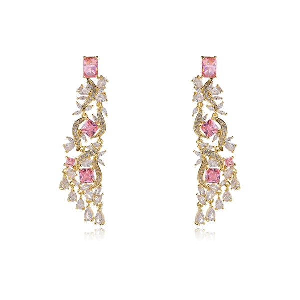 Picture of Popular Cubic Zirconia Pink Dangle Earrings