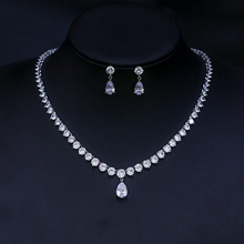 Show details for Nickel Free Platinum Plated White 2 Piece Jewelry Set with No-Risk Refund