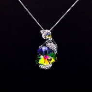 Show details for Party Platinum Plated Pendant Necklace of Original Design