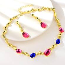 Show details for Wholesale Gold Plated Purple 2 Piece Jewelry Set with No-Risk Return