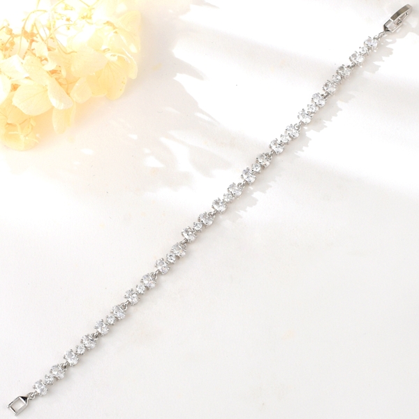 Picture of Good Quality Cubic Zirconia Platinum Plated Fashion Bracelet