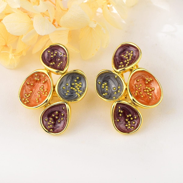 Picture of Shop Gold Plated Enamel Dangle Earrings with Wow Elements