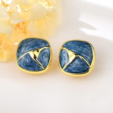 Show details for Bulk Gold Plated Blue Dangle Earrings of Original Design