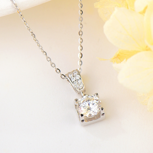 Picture of Delicate Geometric Platinum Plated Pendant Necklace
