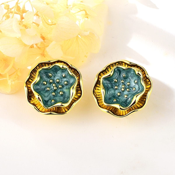Picture of Distinctive Green Enamel Dangle Earrings with Low MOQ