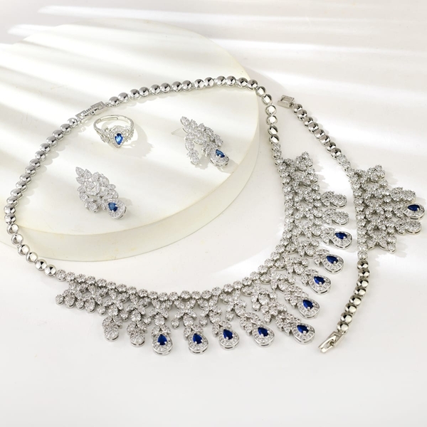 Picture of New Season Blue Party 4 Piece Jewelry Set with SGS/ISO Certification