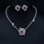 Show details for Brand New Red Platinum Plated 2 Piece Jewelry Set with Full Guarantee Show details for Brand New Red Platinum Plated 2 Piece Jewelry Set with Full Guarantee