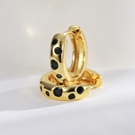 Picture of Eye-Catching Black Gold Plated Huggie Earrings with Member Discount