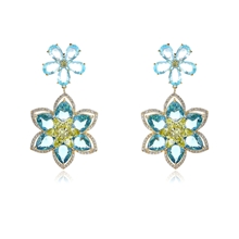 Show details for Beautiful Cubic Zirconia Flower Dangle Earrings