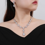 Picture of Fancy Geometric Platinum Plated 2 Piece Jewelry Set