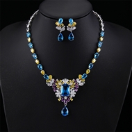 Picture of Attractive Blue Flowers & Plants 2 Piece Jewelry Set For Your Occasions