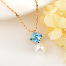 Show details for Charming Blue Geometric Pendant Necklace with Easy Return