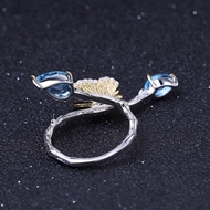 Picture of Jewelry design 925 sterling silver Italian craftsmanship natural topaz simple natural style butterfly ring